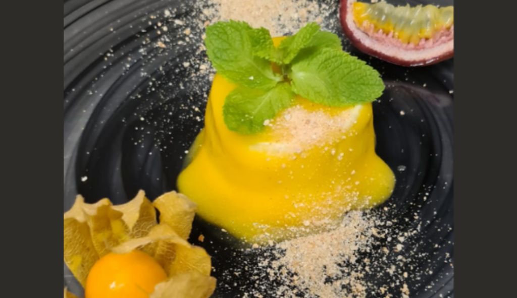 Recipe: Vanilla Bavarese with mango and passion fruit sauce