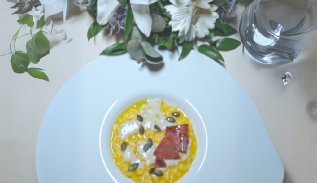 Recipe: Pumpkin Risotto with Gorgonzola Cream and Pata Negra Chips