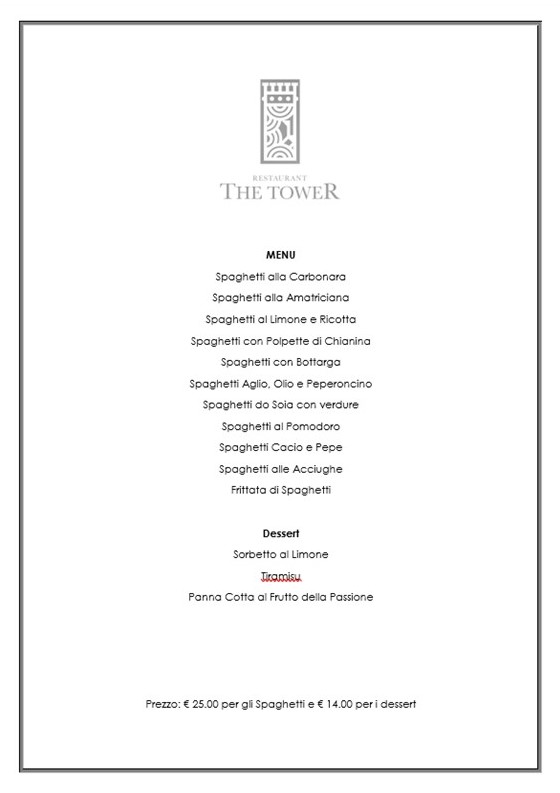 menu spaghetti night